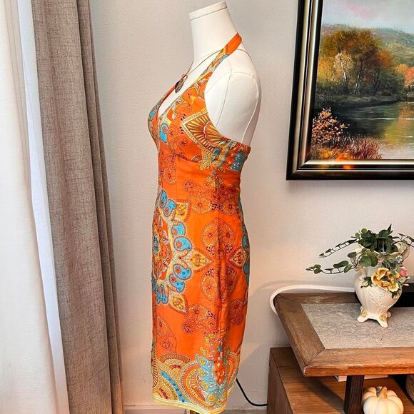 Muse Orange Beaded Halter Dress – Size XS - Picture 2 of 6